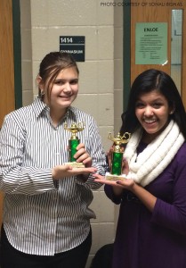 Sonali Biswas, senior, and Grace Egly, freshman, each placed 6th in their respective competitions at the tournament. Sonali placed in Student Congress and Grace in novice Lincoln-Douglas debate.