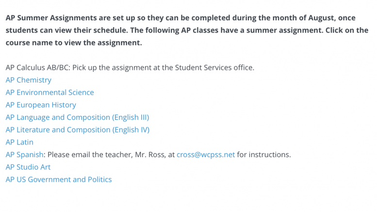 ap summer assignments jericho