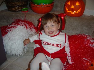 A baby picture of Erin Darnell, junior at Leesville, wearing a Nebraska cheerleading outfit. (Photo courtesy by permission of Erin Darnell) 