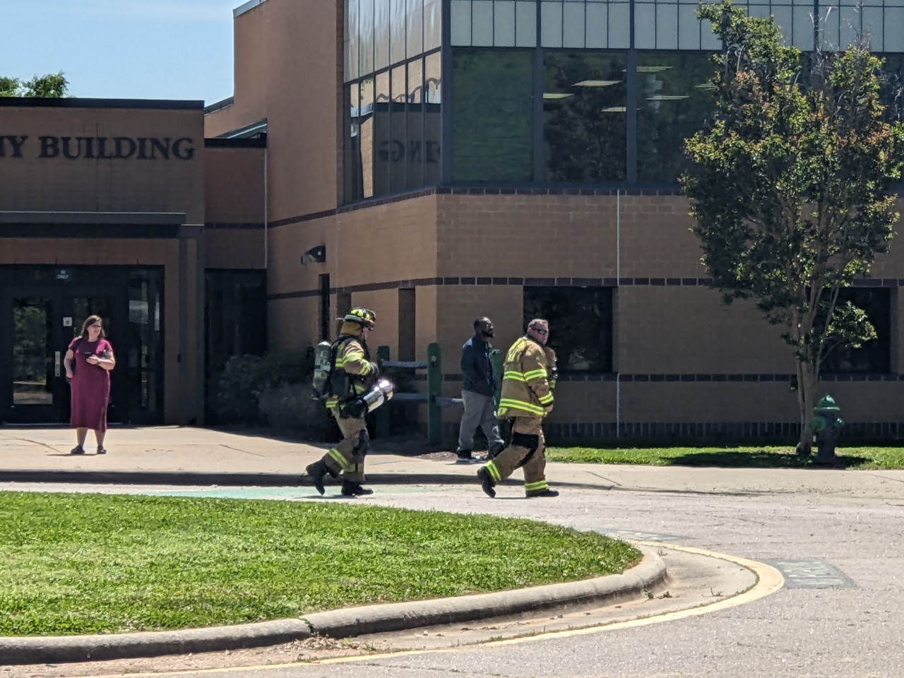 Murphy Building up in flames after a fire alarm turns out to actually be for a fire